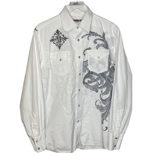 Manchester Embroidered Raw Edge Distressed Shirt